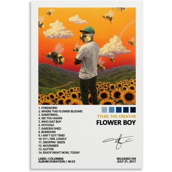 PPHAOSHO Tyler The Creator Flower Boy Music Album Cover Poster frameless Painting Canvas Wall Posters Art Picture Print Modern Home Decor 20x30inch
