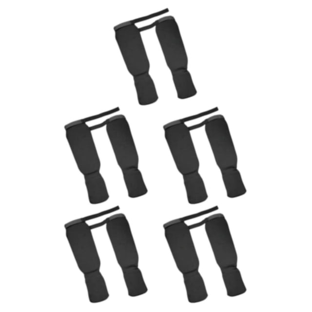 Transemion 1 Pair Shin Instep Guards MMA Elastic Protector and Protection Supplies Training Black L 5Set