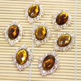 thumbnail image 3 of Flat Back Crystal Rhinestones Button Embellishment Cabochon Bead Yellow 30x25mm, 3 of 7