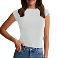 thumbnail image 2 of BLCHUNen Débardeurs pour Femmes Tendance Sans Manches à Enfiler Col Rond Coupe Ajustée Extensible Léger Entraînement Sport Actif Décontracté Hauts, 2 of 7