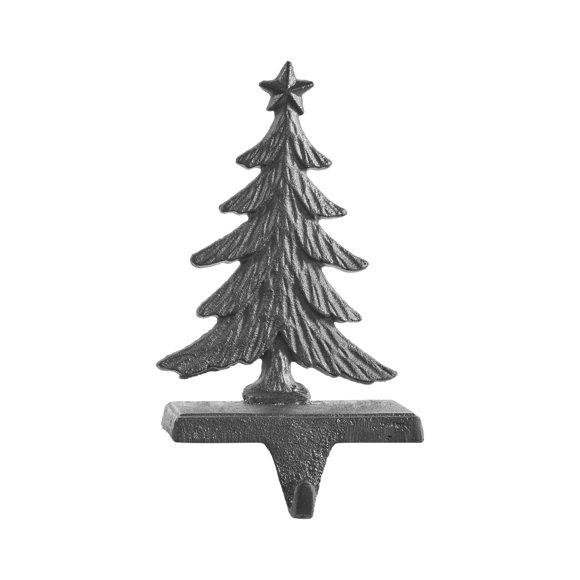 Danya B. Dark Brown Cast Iron Holiday Sculpture Figure Christmas Decorative Utility Mantel Stocking Hook - Christmas Tree