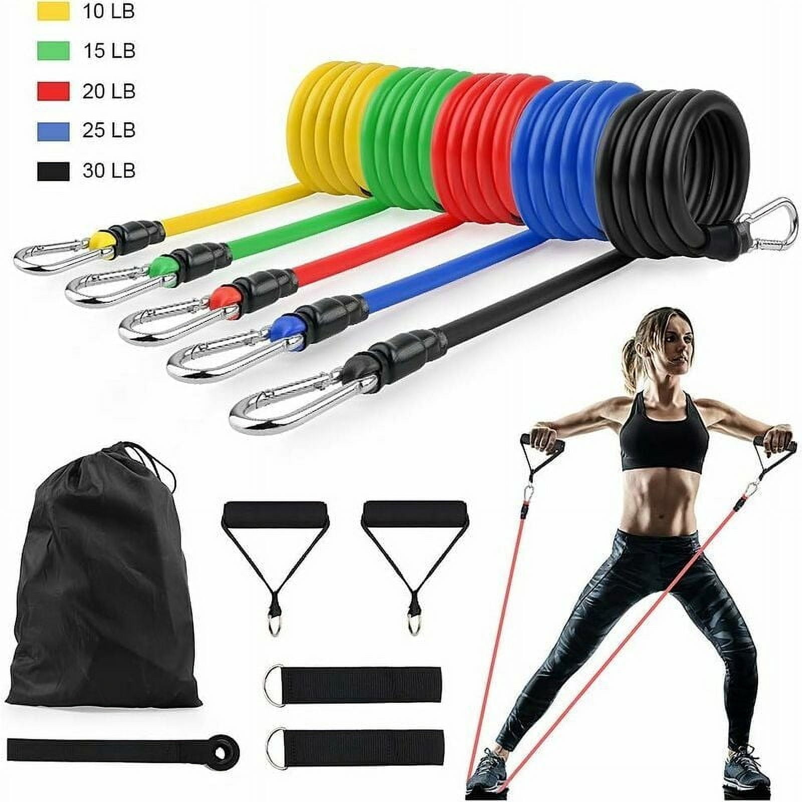Stackable Resistance Bands 11-in-1 Up to 100lbs, Fitness Band Set with Handles & Ankle Straps