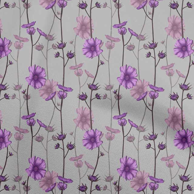 oneOone Tissu Popeline de Coton Violet Floral Rétro Matériel de Robe Tissu Imprimé Tissu au Mètre 56 Pouces de Large