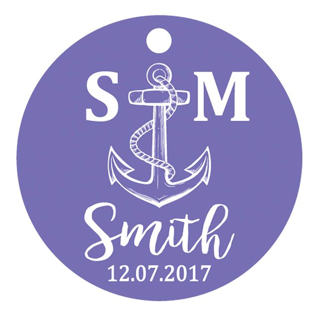 100 Pcs Initiale Personnalisée avec Ancre Cadeau de Faveur de Mariage Papier Tags Fait sur Mesure Rond Hang Tags