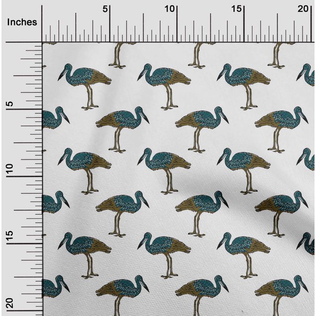 oneOone Cotton Flex Fabric Heron Block Print Sewing Fabric BTY 40 Inch Wide
