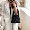 thumbnail image 4 of Cotton Thread Handbags Straw Woven Hollow Net Shopping Beach Vacation Purses, 4 of 8