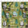 thumbnail image 4 of Soimoi Green polyester Crepe Fabric Christmas Tree & Penguin Cartoon Decor Fabric Printed Yard 52 Inch Wide, 4 of 5
