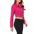thumbnail image 4 of INSPIRE CHIC Veste en Jean pour Femme, Effilochée, Boutonnée, Lavée, Courte, Veste en Denim S Fuchsia, 4 of 6