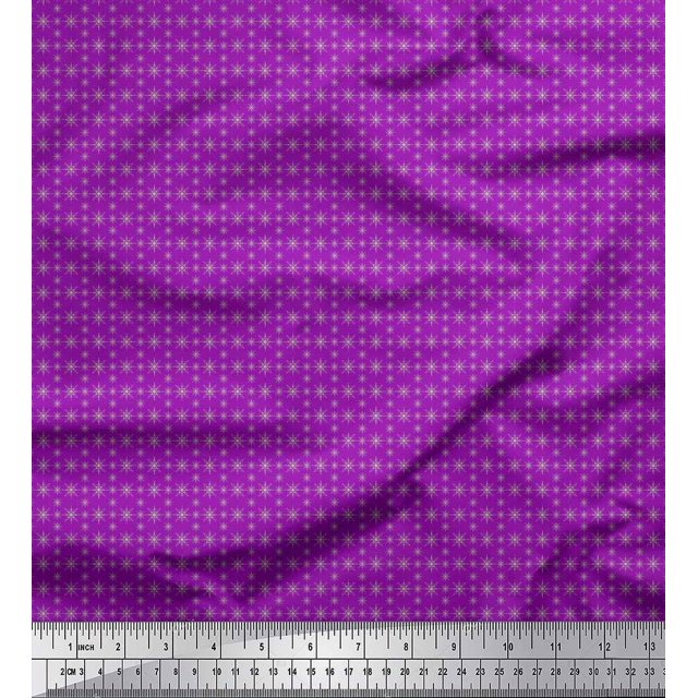 Soimoi Purple Georgette Viscose Fabric Geometrical Star Geometric Print Fabric by Yard 42 Inch Wide