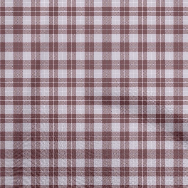 oneOone Velvet Brown Fabric Check Sewing Material Print Fabric By The Yard 58 Inch Wide