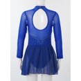 thumbnail image 3 of Sxiwei Kids Girls Long Sleeve Mesh Splice Figure Skating Dress with Rhinestone Keyhole Back Gymnastic Royal Blue 12, 3 of 6