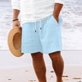 thumbnail image 2 of Plebaso Mens Shorts Summer Beach Shorts with Drawstring Solid Color Lightweight Vacation Pocket Shorts, 2 of 6