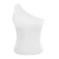 thumbnail image 3 of Pompotops Summer Women Slim Solid Color One Shoulder Vest Sleeveless Short Top, 3 of 4
