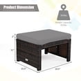 thumbnail image 2 of Patiojoy 2 PCS Outdoor Wicker Ottoman Patio Rattan Furniture Metal Footrest Seat Square Footstool with Cushion Gray, 2 of 10
