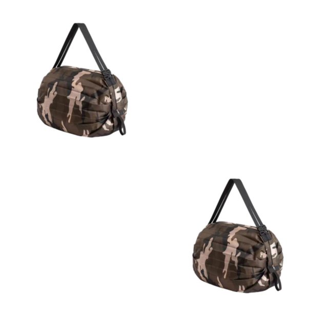 Thinsony Space-saving Foldable Storage Bags Items Organized On Go Reusable Polyester Shopping Bag For Travel Beach Bag Handbag coffee camouflage 2Set
