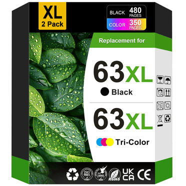 63XL Cartouches d'Encre Compatibles pour HP 63 Cartouches d'Encre pour HP Encre 63 Noir et Tricolore pour Officejet 3830 4650 5255 5200 Envy 4520 4512 ( Lot de 2)