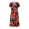 thumbnail image 4 of QIPOPIQ Robes pour Femmes pour Invité de Mariage Fête Manches Courtes Imprimé Col en V Robe Mi-Été Longueur Cuisse Robes Tendance 2023 Offres, 4 of 7