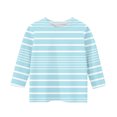 thumbnail image 2 of ShomPort Boys Girls T-Shirts 3/4 Sleeve Stripe Pattern Round Collared Lightweight Undershirt Cozy Soft Pullover Basic Layer Tees Tops, 2 of 4