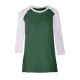thumbnail image 4 of CEHVOM Ladies' O-Neck Casual Printed Color-Blocking Three-Quarter Sleeve Blouse, 4 of 4