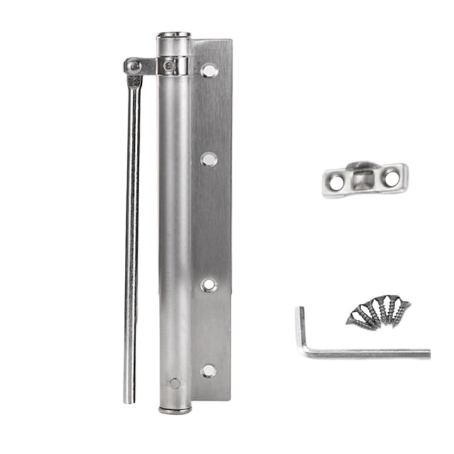 Riforla Ensemble de Fermeture Automatique de Porte avec Ressort en Acier Inoxydable Angle d'Ouverture 150 Charnière à Fermeture Automatique Réglable Fermeture Automatique de Porte (avec Bras de Levier) Vis Positionneur A