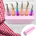thumbnail image 1 of Ruiboury Reliable 6-Hole Tweezer Storage Rack Organizer for Eyelash Extension Supplies pink 5.98x2.51x2.95 Inch 5Set, 1 of 6