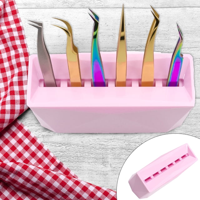 Ruiboury Reliable 6-Hole Tweezer Storage Rack Organizer for Eyelash Extension Supplies pink 5.98x2.51x2.95 Inch 5Set