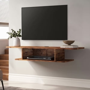 FITUEYES flottant TV Console de médias muraux stands pour TV jusqu'à 55" Stockage de divertissement AV Étagère, Brun rustique