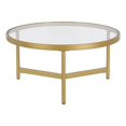 thumbnail image 1 of Henn&Hart 32"W Modern Metal/Glass Coffee Table in Brass Finish, 1 of 7