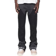 Fengqque Men's Hip-hop Embroidered Baggy Jeans Loose Fit Denim Black Trousers Gray M(M)