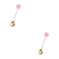 thumbnail image 2 of Transemion 1/2/3/5 Cartoon Adorable Restaurant Hotel Tableware Portable Washable Stainless Steel Stirring Mixing Dinnerware Cake Flatware Candy Spoon Pink 2PCS, 2 of 6