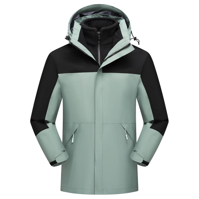 Pisexur Vestes pour Hommes Manteaux Confortables pour Hommes Unisexe à Capuche Manches Longues Patchwork Fermeture Éclair Coquille Rigide Molleton Randonnée Vêtement d'Extérieur Manteau Vert Armée,G