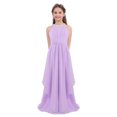 thumbnail image 1 of Miaeowve Robe de Fête Maxi en Chiffon à Paillettes pour Filles, Col Haut, Froncée, Robe de Bal de Mariage, Lavande 8, 1 of 6
