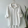 thumbnail image 5 of Fgnfyis Ensemble Décontracté 2 Pcs pour Femmes, Chemise à Manches Longues Col Rond Taille Haute avec Cordon de Serrage, Shorts, Blanc P, 5 of 5