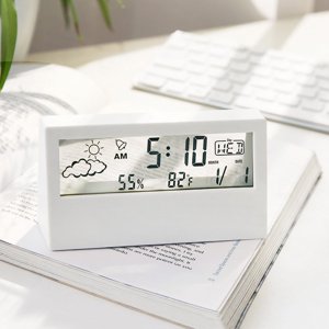 Verdant Touch Thermomètre numérique LCD - Affichage clair - Design simple - Thermomètre numérique hygromètre pour la maison, la chambre à coucher, l'école, le bureau - Blanc transparent