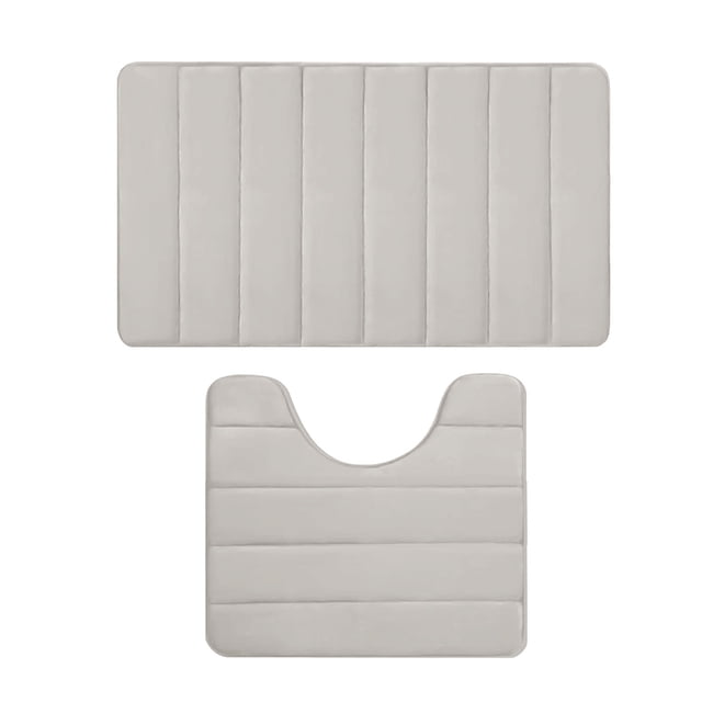 zanvin Bathroom Accessories Memory Foam Bath Mat Set Bathroom Rugs Practical for 2 Pcs Toilet Mats Soft Comfortable Water Absorption Non slip Thick Machine Washable Easier to Dry DarK