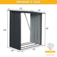 thumbnail image 2 of 3ft x 5ft Outdoor Meta Firewood Rack ,Open Wood Shed  For Firewood, Pellet, or Lumber Storage , Black, 2 of 2