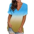 thumbnail image 1 of RKSTN Hauts Décontractés pour Femmes Blouse Imprimée Col en V Manches Courtes T-shirt Ample, 1 of 6
