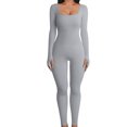 thumbnail image 1 of Fortune Women Bodysuits Ribbed Knit Bodycon Jumpsuits Long Sleeve One Piece Romper, 1 of 5