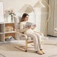 thumbnail image 2 of HOMCOM Modern Armchair, Upholstered Accent Chair with Curved Leg Cream, 2 of 10