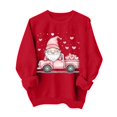 thumbnail image 2 of Styesk Chemises à Manches Longues pour Femmes Imprimé Cœur Hauts Confortables Doux Col Rond T-Shirts Chandail Mode Léger Chandail en Molleton Graphique de la Saint-Valentin Hauts Décontractés, 2 of 3