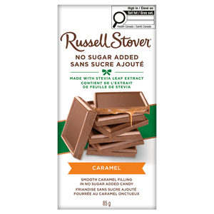 Russell Stover No Sugar Added Caramel Milk Chocolate Bar, 85 Grams