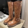 thumbnail image 5 of EGNMCR Knee High Boots Fall Winter Tall Round Toe Chunky Heel Boots Ladies Fashion Casual Boots, 5 of 5