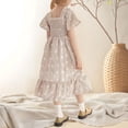 thumbnail image 3 of Robe pour Fillette à Manches Volantées, Robes de Printemps pour Filles, Robes Trapèze Smockées pour Filles, Robe de Fête pour Tout-Petits, 3 of 4