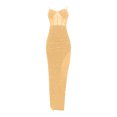 thumbnail image 4 of Bigersell Robes d'Invitée de Mariage pour Femmes Grande Taille Robe Unie en Maille avec Perles à Bretelles Fendue Irrégulière Robe à Bretelles à Col en V Robe Portefeuille Style 21267, Robes Extra Longues pour Femme Beige m, 4 of 4