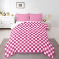 thumbnail image 2 of Erosebridal Pink Check Plaid Comforter Sets Queen Size, Geometric Comforters & Duvets, Farmhouse Gingham Decor, 3pcs, 2 of 8