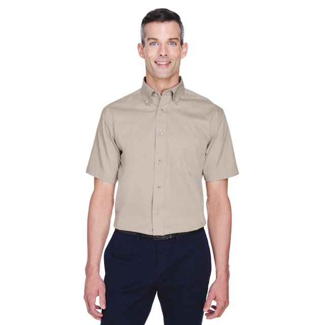 Harriton Chemise en Sergé à Manches Courtes Easy Blendâ„¢ pour Hommes avec Protection contre les Taches