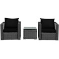 thumbnail image 4 of Patiojoy 3PCS Patio Rattan Furniture Conversation Set with 2 Cushioned Sofas & Coffee Table for Outdoor Black, 4 of 6