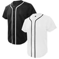 thumbnail image 1 of TOPTIE Lot de 2 Chandails de Baseball pour Homme, Chandail Boutonné à Manches Courtes - Noir Blanc - P, 1 of 8