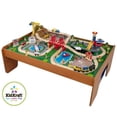 thumbnail image 1 of KidKraft Ride Around Town Wooden Train Set and Table with Storage Bins and 100 Pieces, Honey, 1 of 5