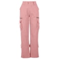 thumbnail image 4 of Jsaierl Pantalon Cargo de Randonnée pour Femmes à Jambe Grand, Taille Élastique, Bouton, Pantalon Décontracté, Couleur Unie, Pantalon de Jogging de Randonnée avec Poches à Rabat, 4 of 6